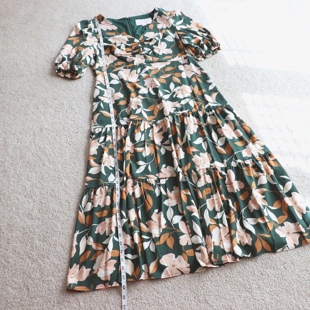 SOLD GAL MEETS GLAM Midi Floral Dress Green sz 10 - Picture 16 of 16